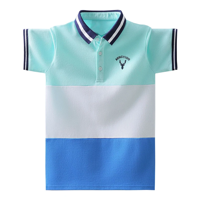 

Spliced Color Teen Boys Polo Shirts Summer Cotton Teenager Tshirts Children Tees Kids Clothes