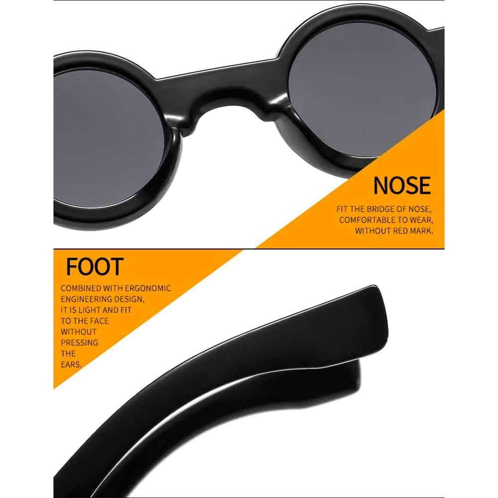 Trending Clear Ocean Lens UV400 Punk Shades Small Round Sunglasses Sun Glasses Rivets