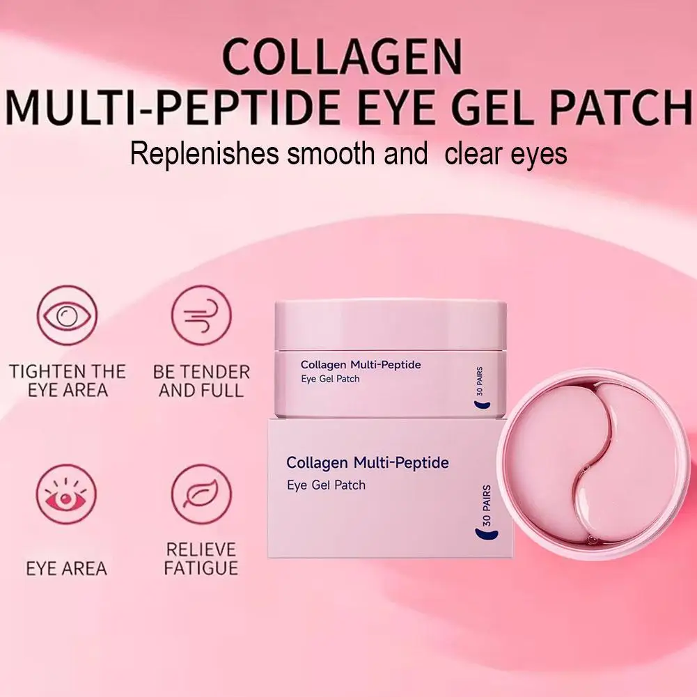 Collagen Multi-Peptide  Eye Patches for Puffy Eyes, Dark Circles, and Wrinkles, Brighten Hydrating Under Eye Mask 60 Gel Patches