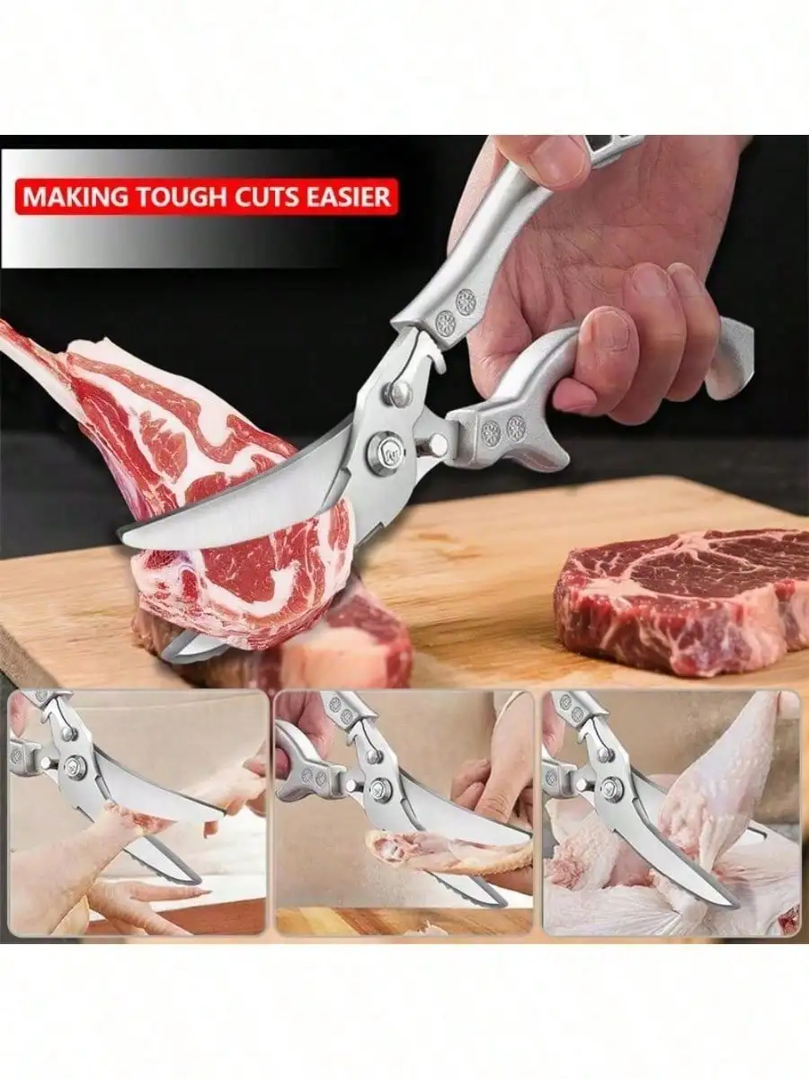 

1PC Anti-Slip Grip Kitchen Shears,Cutting Meat Turkey Fish Vegetable Stainless Steel Scissors Anti-Slip Scissors Kitchen Utensil