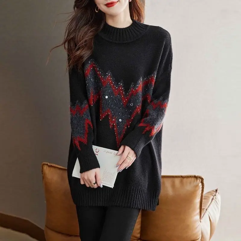 

Fashionable Sweater for Women 2025 New Winter Half Turtleneck Inner Mid-length Sweater Elegant Versatile Top