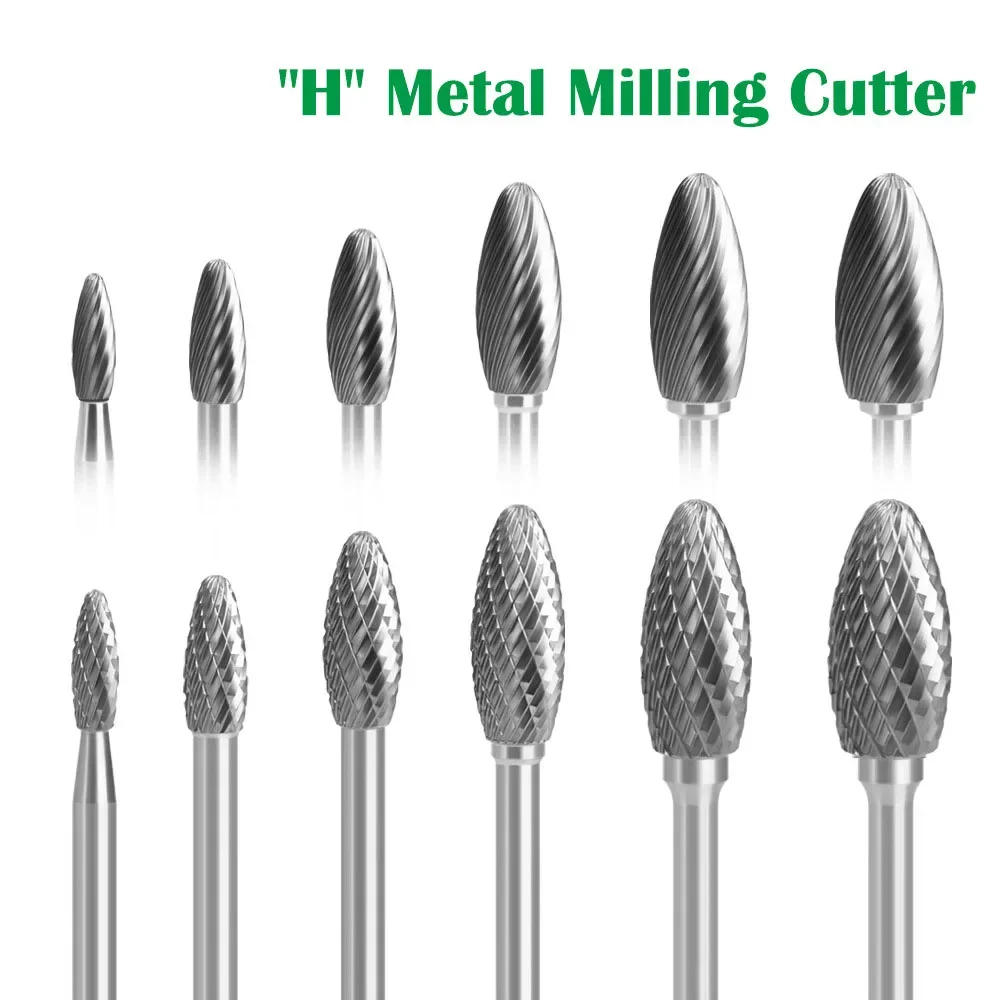 

6MM Metal Drawing Tungsten Carbide Milling Cutter Rotary Tool Burr CNC Engraving Abrasive Tools Metalworking Milling Polishing