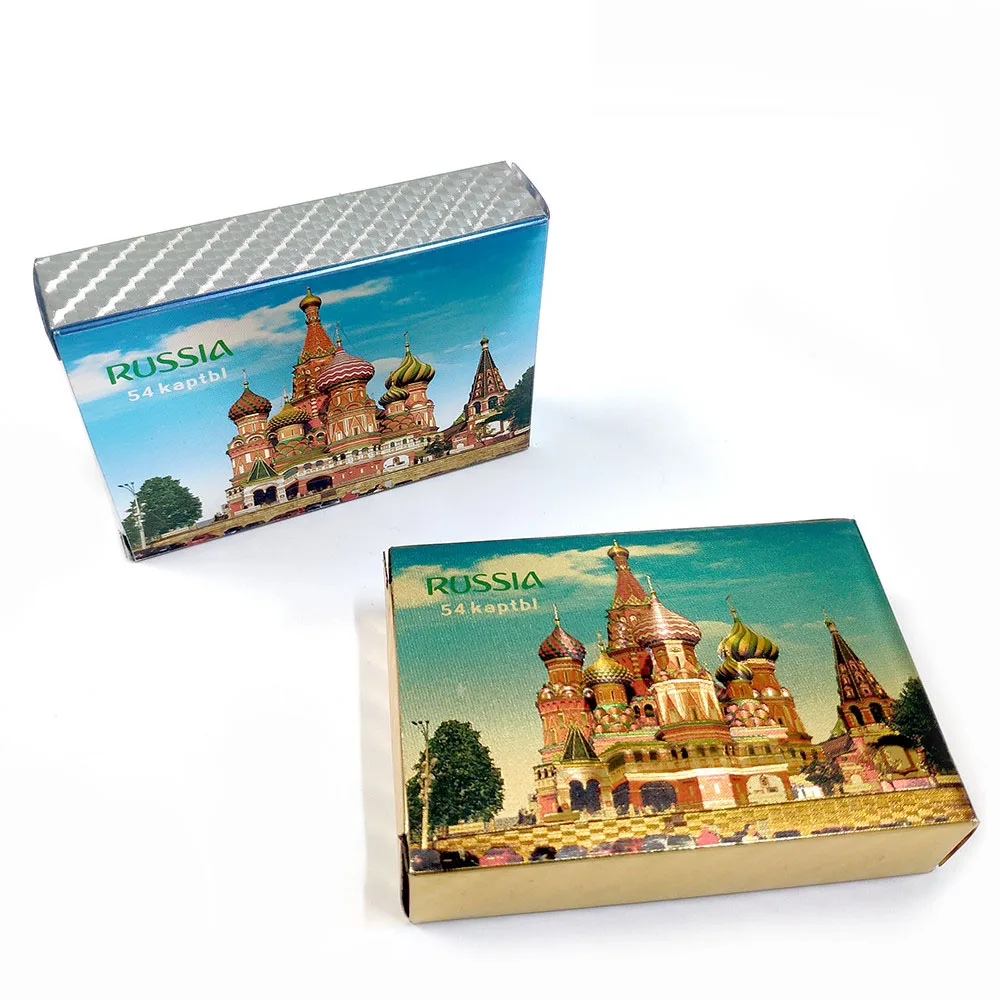 54 قطعة بطاقات/سطح السفينة الذهب والفضة الروسية 24K الذهبي الفوكور احباط أوراق اللعب البلاستيكية البلاستيكية مقاوم للماء لعبة البوكر القياسية كاردات играleri