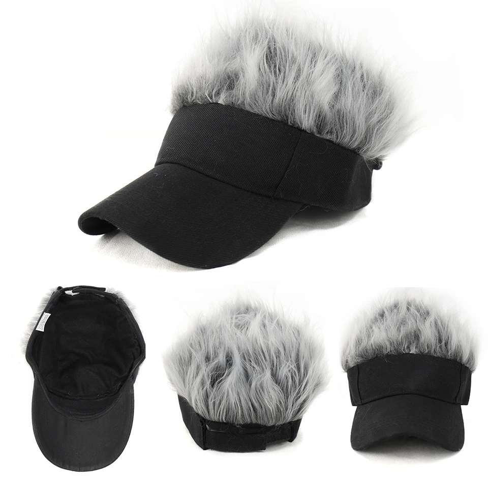 Gorra de béisbol de Golf con pelos con pinchos para hombre y mujer, gorro con visera para el sol, peluquín divertido, informal, conciso, ajustable