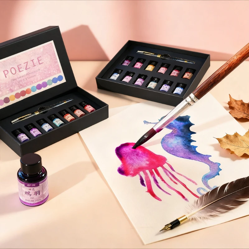 

12 Colors Morandi Pastel Ink Set 0.5mm Nib Non-Carbon Fountain Pen Ink Non-Clogging Refillable Journal Art Craft Gift Supplies