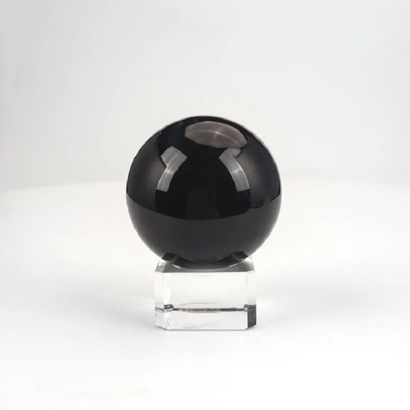30 40 50mm Black Color Glass Crystal Ball K9 Deck Figurines Decor Solid Clear Crystal Balls Photography Accessories