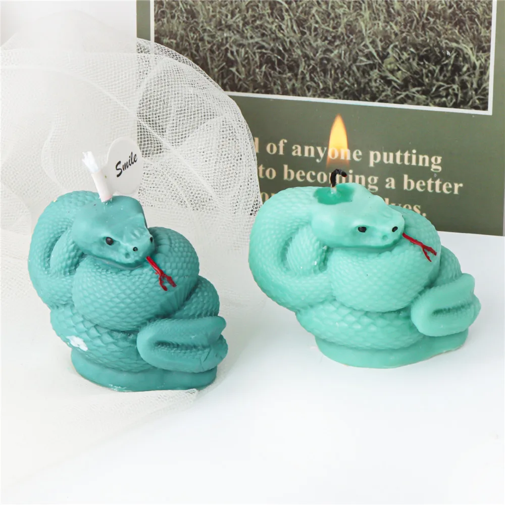 3D Snake Silicone Mold Aromatherapy Candle Making Wax Mold Candle Holder Coaster Resin Ceramic Clay Mould Tool Home Craft Decor