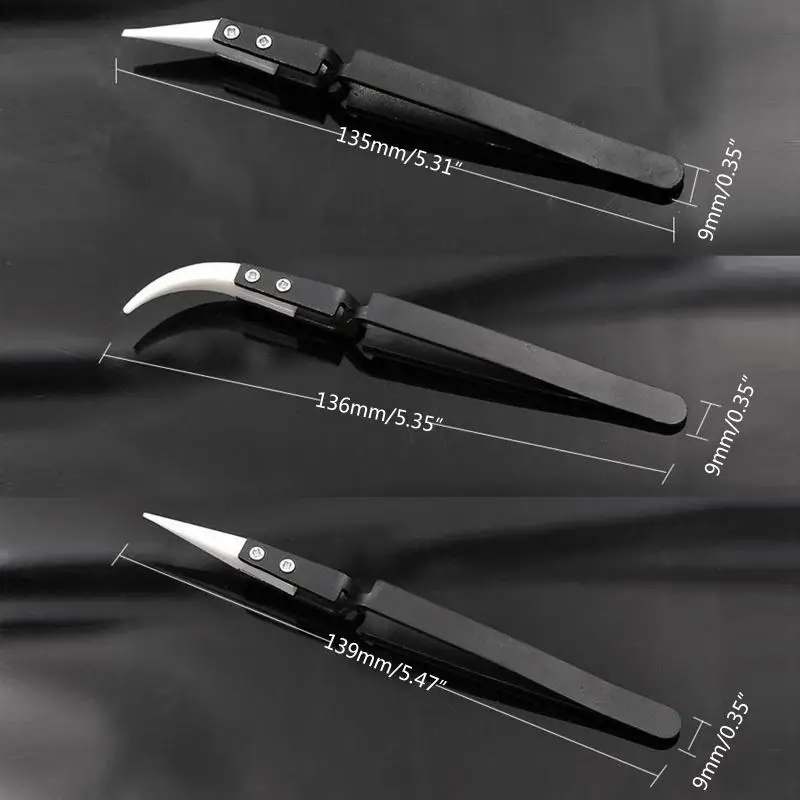 3pcs/Set Heat Resistant Ceramic Stainless Steel Tweezers for Cross Lock Soldering Jewelry Making Tool view 3
