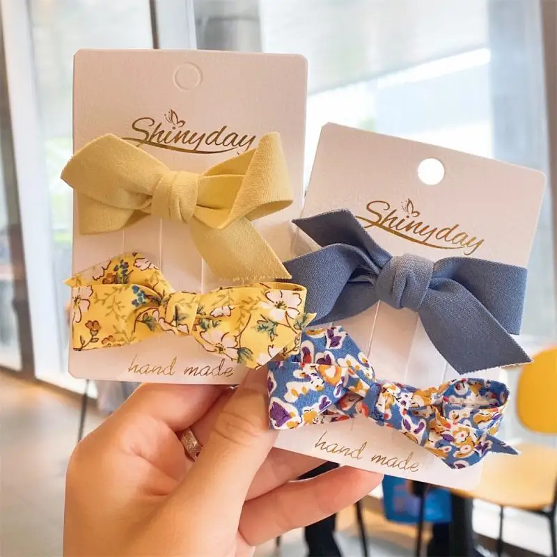 

2 шт./комплект, детские заколки для волос с цветочным принтом