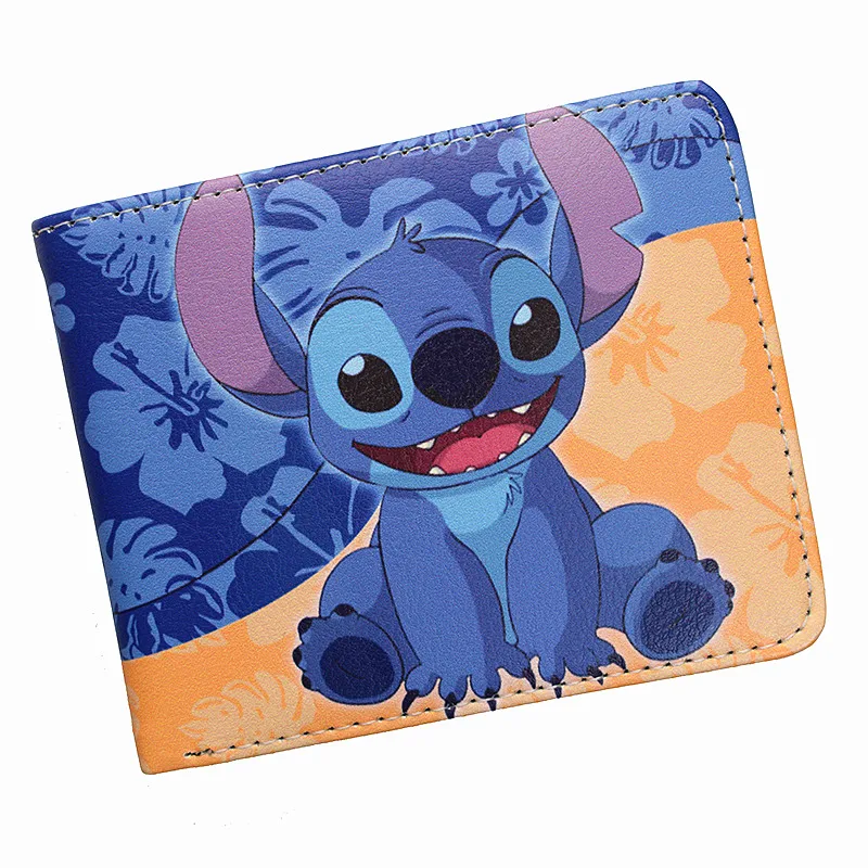 Hot Sell PU Leather Cartoon Stitch Wallet Short Purse with Coin Pocket for Young Wholesale