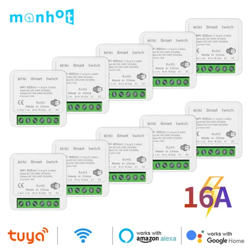 Tuya Mini Wifi módulo de interruptor inteligente compatible con Control bidireccional hogar inteligente interruptores DIY aplicación Smart Life Alexa Google Home Control de voz