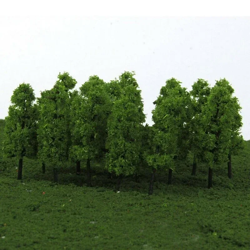 20Pcs Green Model Railways Trees Micro Landscape Garden Decor Train Layout Scenery Decoration Crafts Artificial Tree Scale 1:200