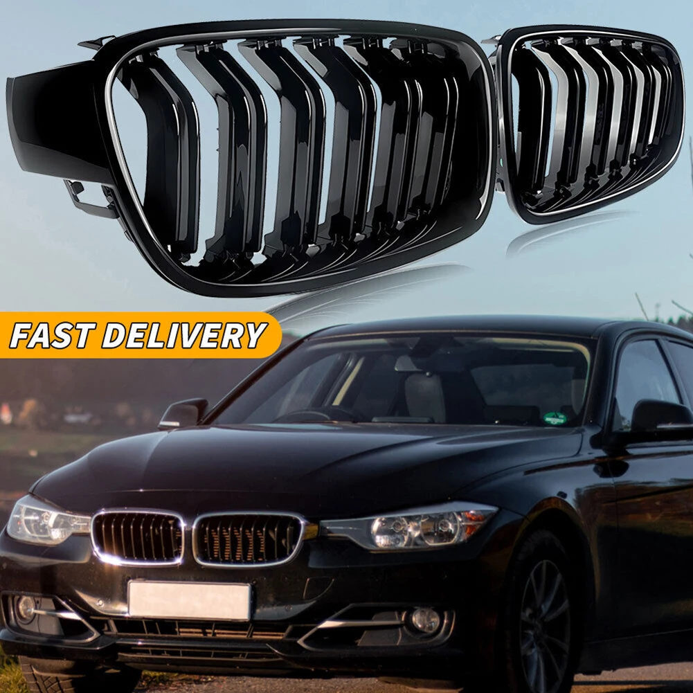 2Pcs Car Front Hood Kidney Grille Compatible For 3 Series F30 F35 2010-2016 OE 51130054493 51130054494