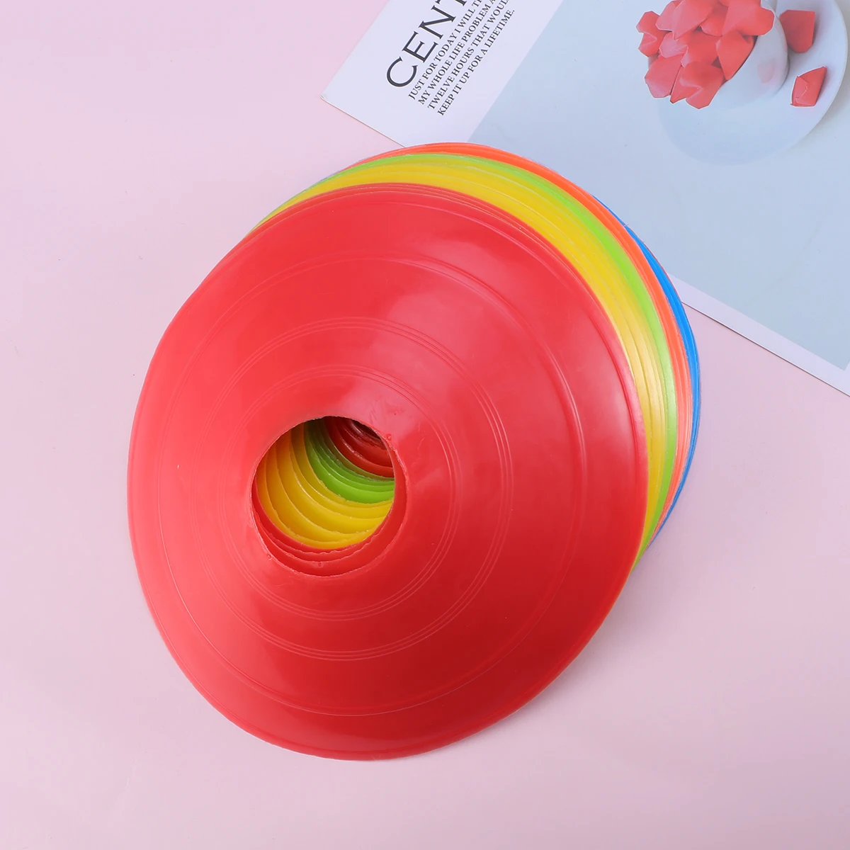 

Pack of 25pcs Disc Cone Sets Sports Training Gear with Carrier for Soccer, Football Training & More (Red + Yellow + Orange +