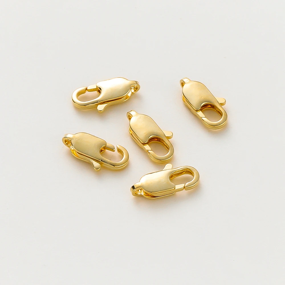 10Pcs  Lobster Clasps 14K/18K Gold Plated Brass Chain Connectors for DIY Bracelets Necklace Handmade Jewelry Making Supplies