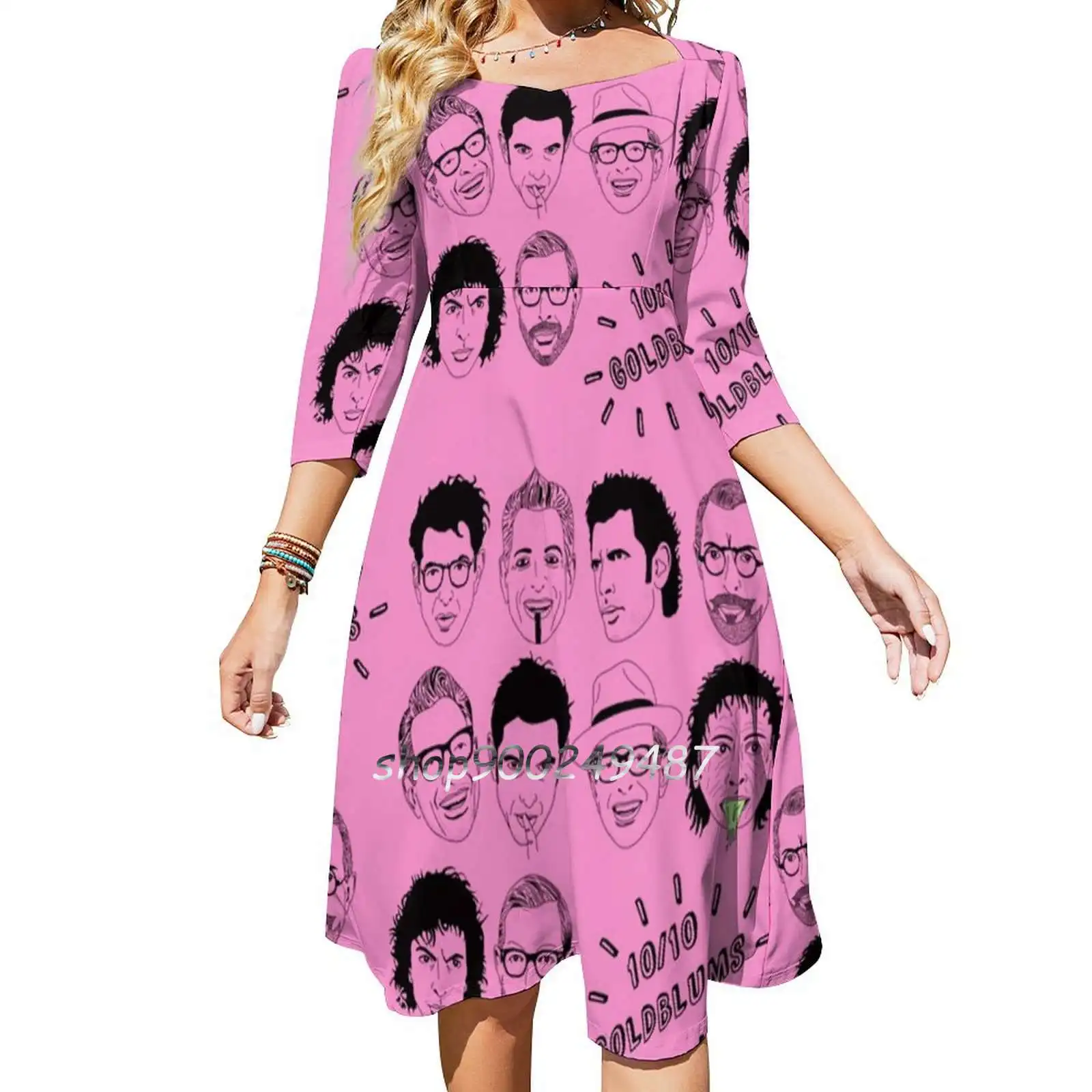 Jeff Goldblum-10 / 10 Goldblums Sweetheart Knot Flared Dress Fashion Design Large Size Loose Dress Jeff Goldblum Day Thor