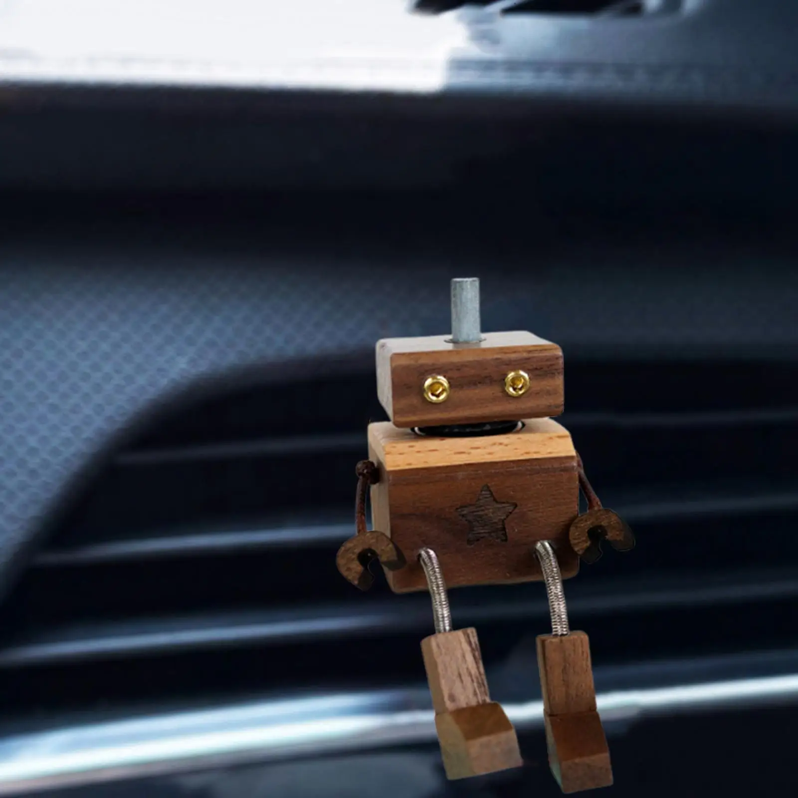 Robot Shape Wooden Car Air Freshener Essential Oil Diffuser Bottle Aroma Dispenser Kit for Vehicle and Home Decor