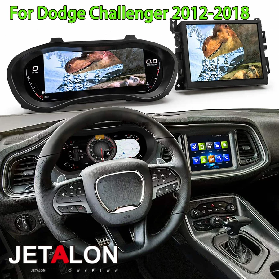 LCD-Instrumententafel mit 64GB Android-Bildschirm für Dodge Challenger 2012-2018 Tachometer-Cluster Virtuelles Cockpit Armaturenbrett
