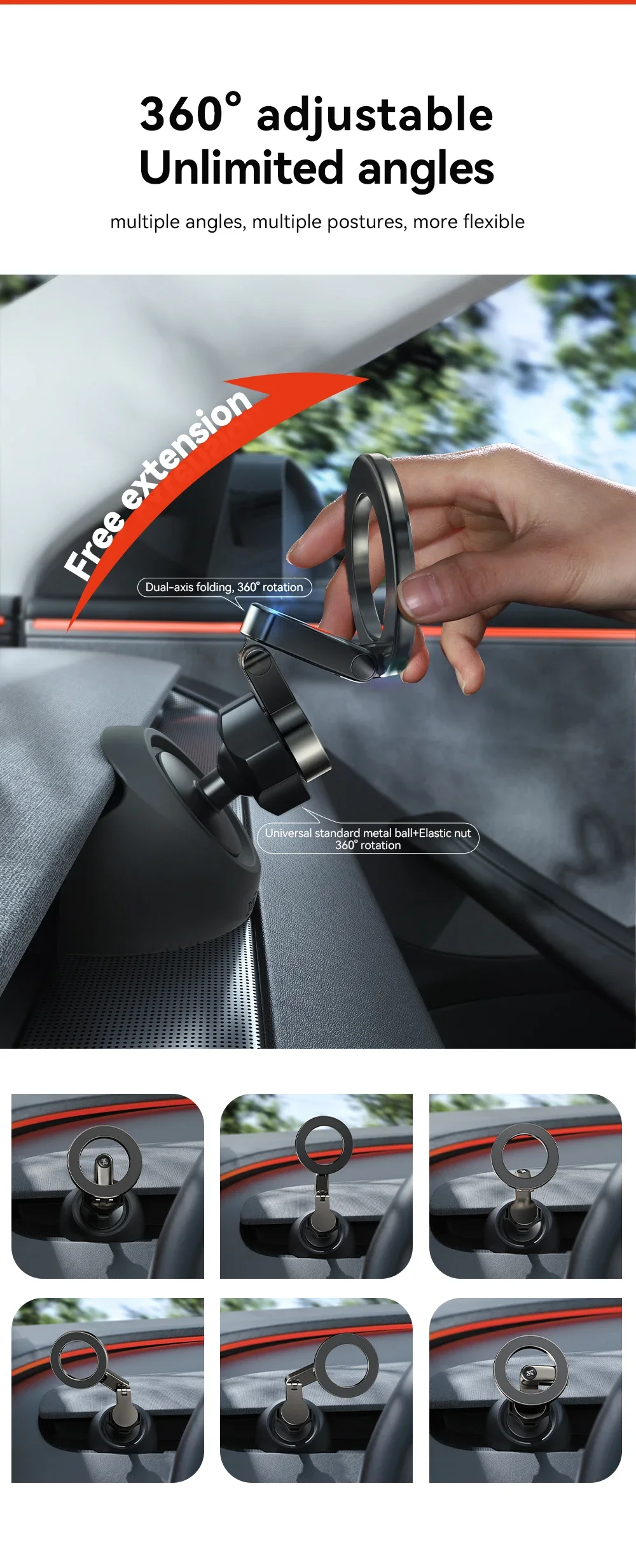 YZ Für Tesla Model 3 Y YL Highland Juniper Magnetische Auto-Handyhalterung 360° ° Drehbare Metall-Autohalterung, verschiedene Ausführungen, einfache Installation, Innenraumzubehör, Unterstützung für magnetische Telefone, Tesla – Detail 4