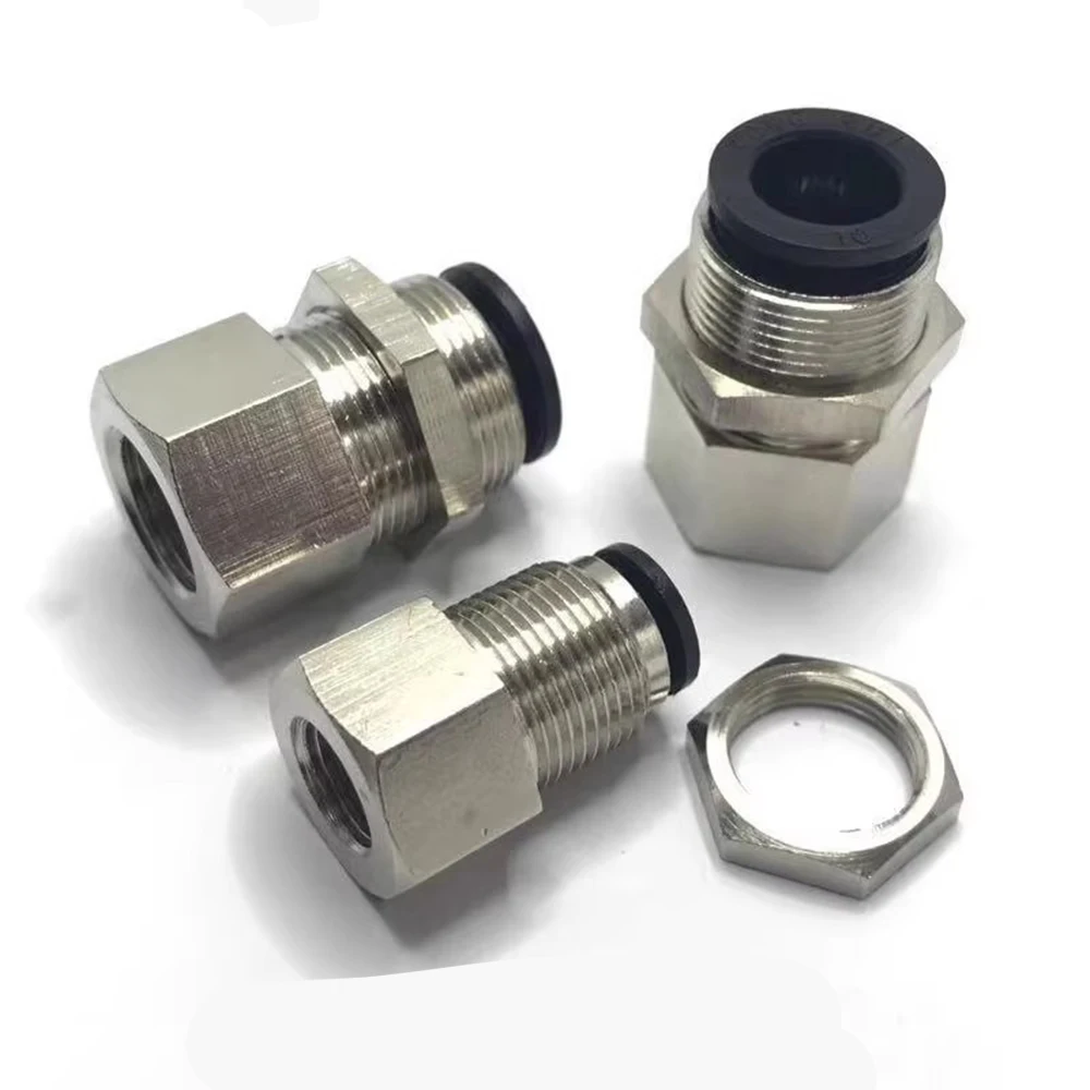 PMF Pneumatic Quick Connector Partition Straight Through Internal Thread Copper Connector 1/4 1/8 3/8 1/4 PU Hose 6 8 10 12 mm