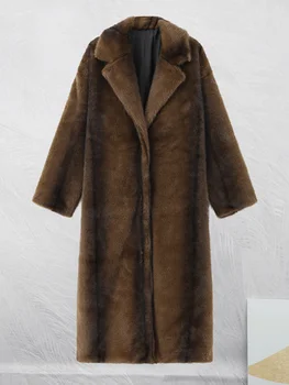 Long Faux Fur Coat 6 Women Solid Faux Fur Long Coat Lapel Long Sleeve Fluffy Luxury Loose Casual Outerwear 2026 Fashion Winter High Street Outwears 6