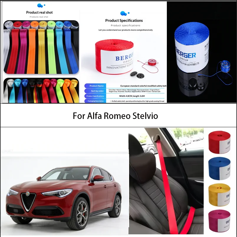 

For Alfa Romeo Stelvio Car Seat Belt Seatbelt Webbing Lap Retractable Safety Strap 48MM