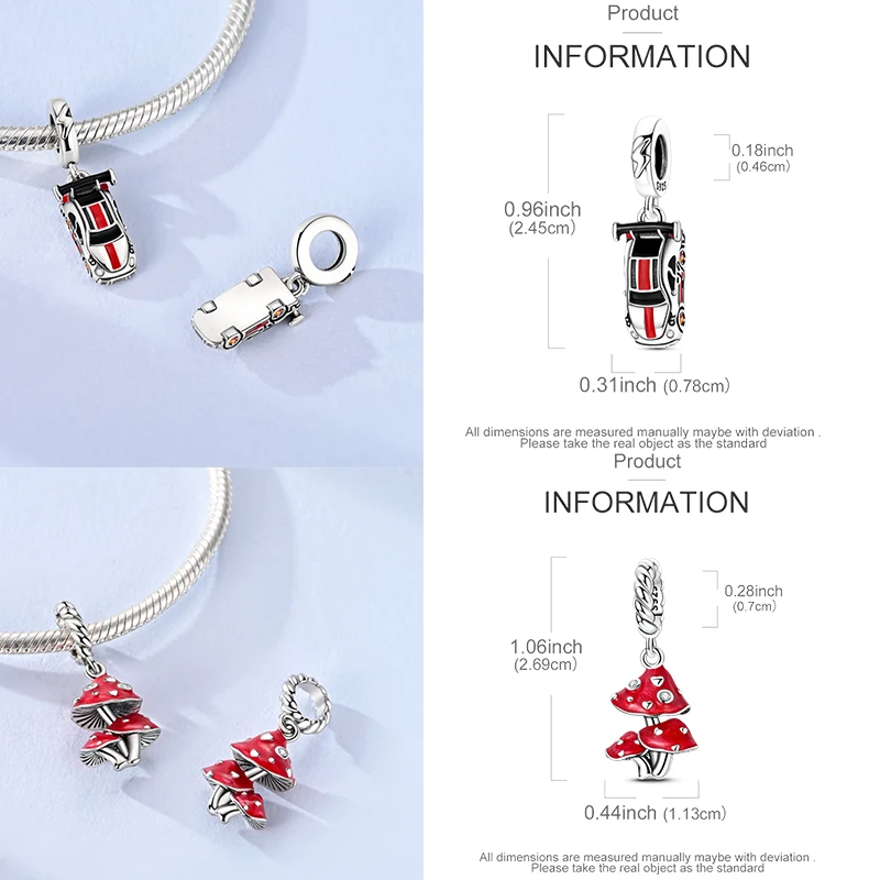 925 Sterling Silber Charm-Perlen Leuchtturm Walhai Meerjungfrau Kunstpalette Axolotl Glühwürmchen DIY Armband Halskette Geschenk für Frauen – Detail 2
