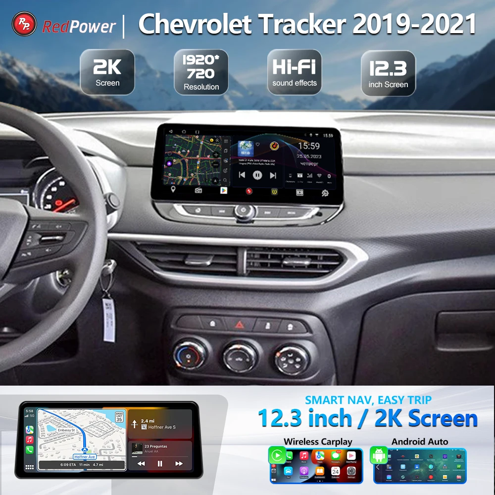 Redpower 12.3 inch Car Radio for Chevrolet Tracker 2019-2021 Multimedia Player Screen GPS Android 10 Navigation CarPlay DSP