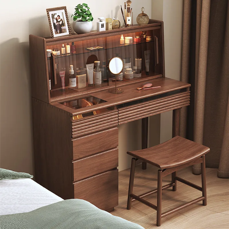 Black walnut dresser bedroom modern minimalist vanity cabinet with light