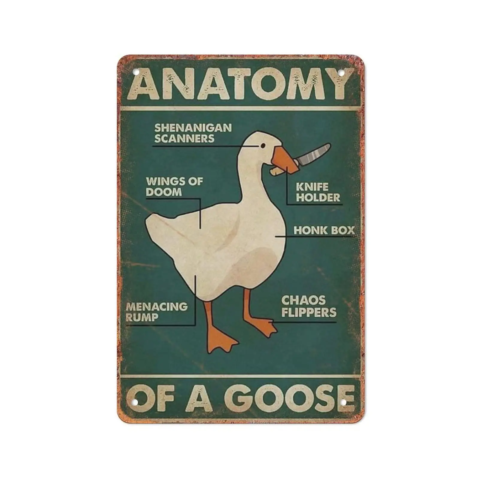 ZZZRSYR Funny Novelty Metal Sign- Anatomy of A Goose - Retro Wall Decor Gift for Man Cave Home Gate Garden Bars Cafes Office Sto