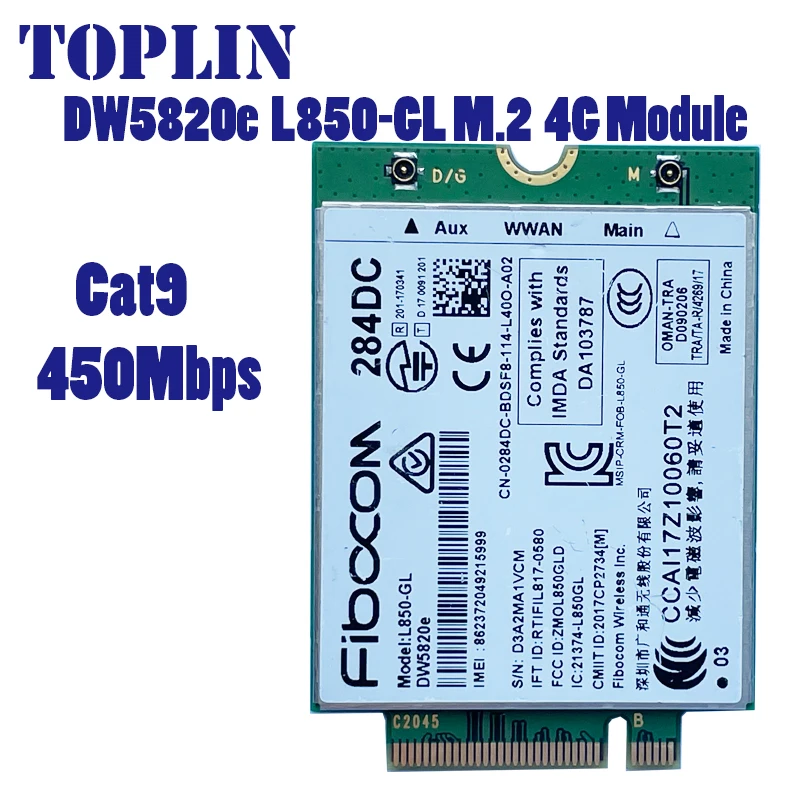 

DW5820e Fibocom L850-GL LTE/WCDMA 4G WWAN Card Module 0284DC 284DC for dell laptop 3500 5400 Router