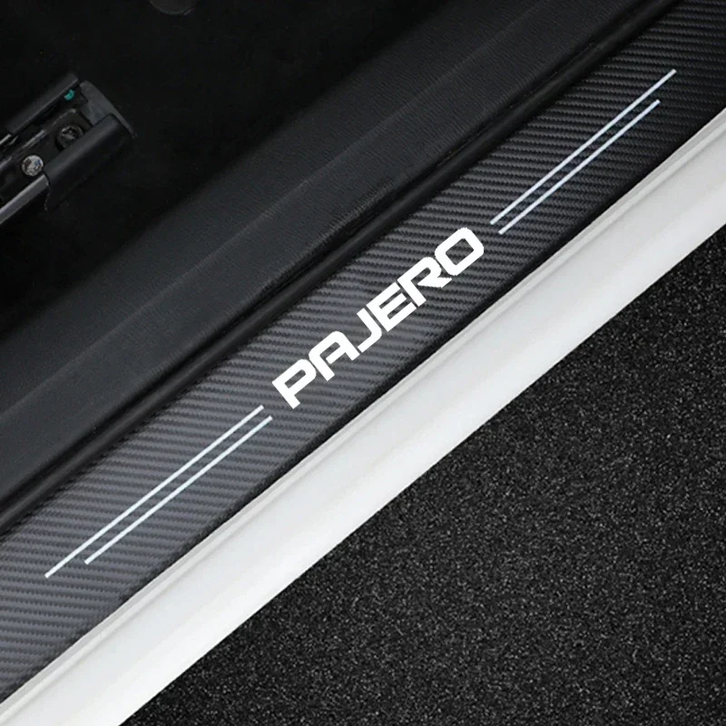 4Pcs Car Door Sill Protector Threshold Sticker For Mitsubishi Pajero 1 2 3 4 2010 2009 2008 2007 2006 2005 2004 2003 Accessories