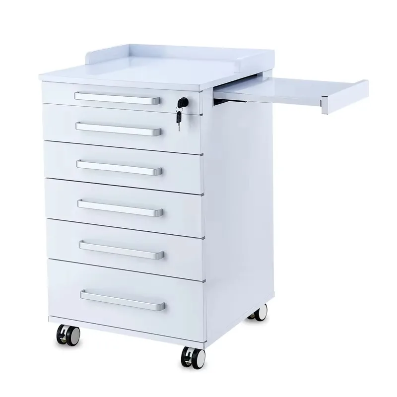 Modern Hospital Stainless Steel Mobile Side Plate Five Drawers Scratch Resistance Dental Cabinet