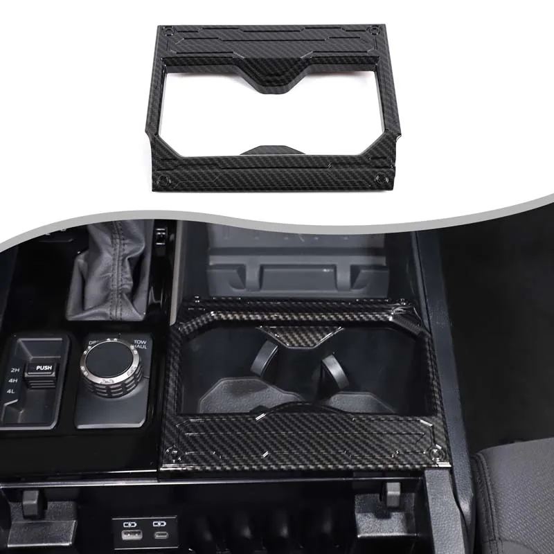 

For Toyota Tundra/Toyota Sequoia 2022+ Car Interior Cup Holder Decoration ABS Carbon Fiber Car Front Cup Holder Decorative Panel