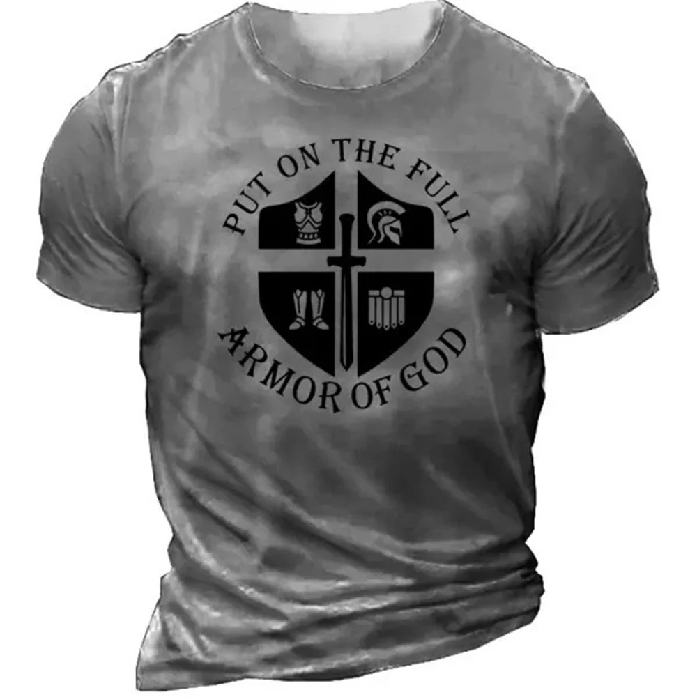

Vintage men's T-shirt knight casual high quality summer refreshing breathable 3D printing round neck short sleeve S-3XL oversize