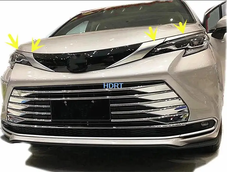 

For Toyota Sienna 2021 2022 Car Accessories ABS Chrome Decorate sequins with front label trim Strips Carbon fibre Cover moulding