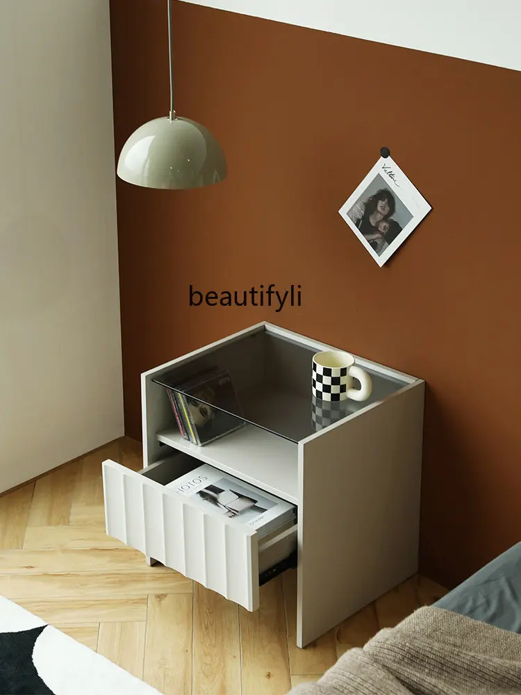 yj Simple Modern Bedside Table High-Grade Light Luxury New Small Bedside Cabinet Storage Cabinet