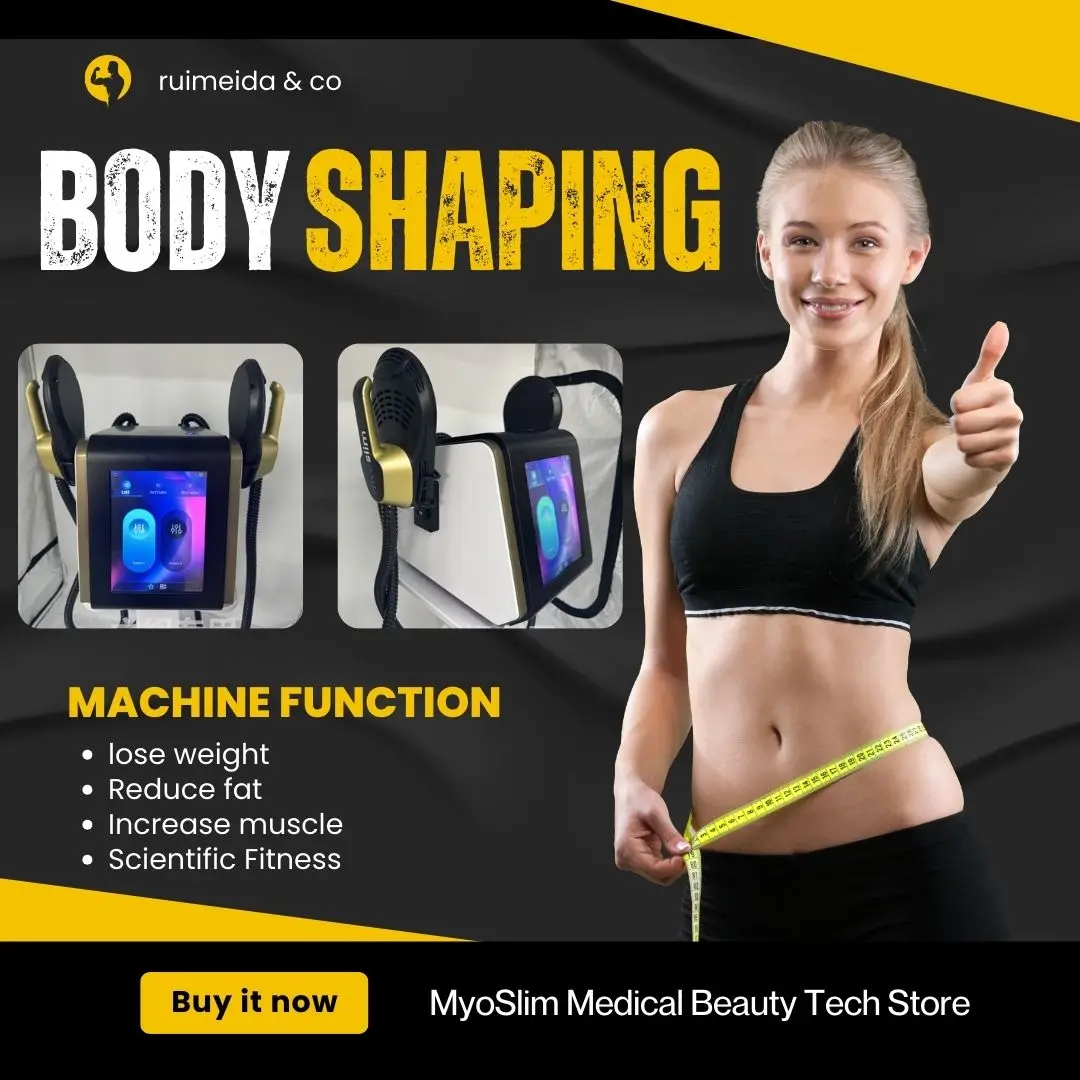 

Аппарат для коррекции фигуры EMS, сжигания жира и контурирования тела для домашнего использования с RF-технологией MYOSLIM, улучшающий форму тела и тонизирующий мышцы.