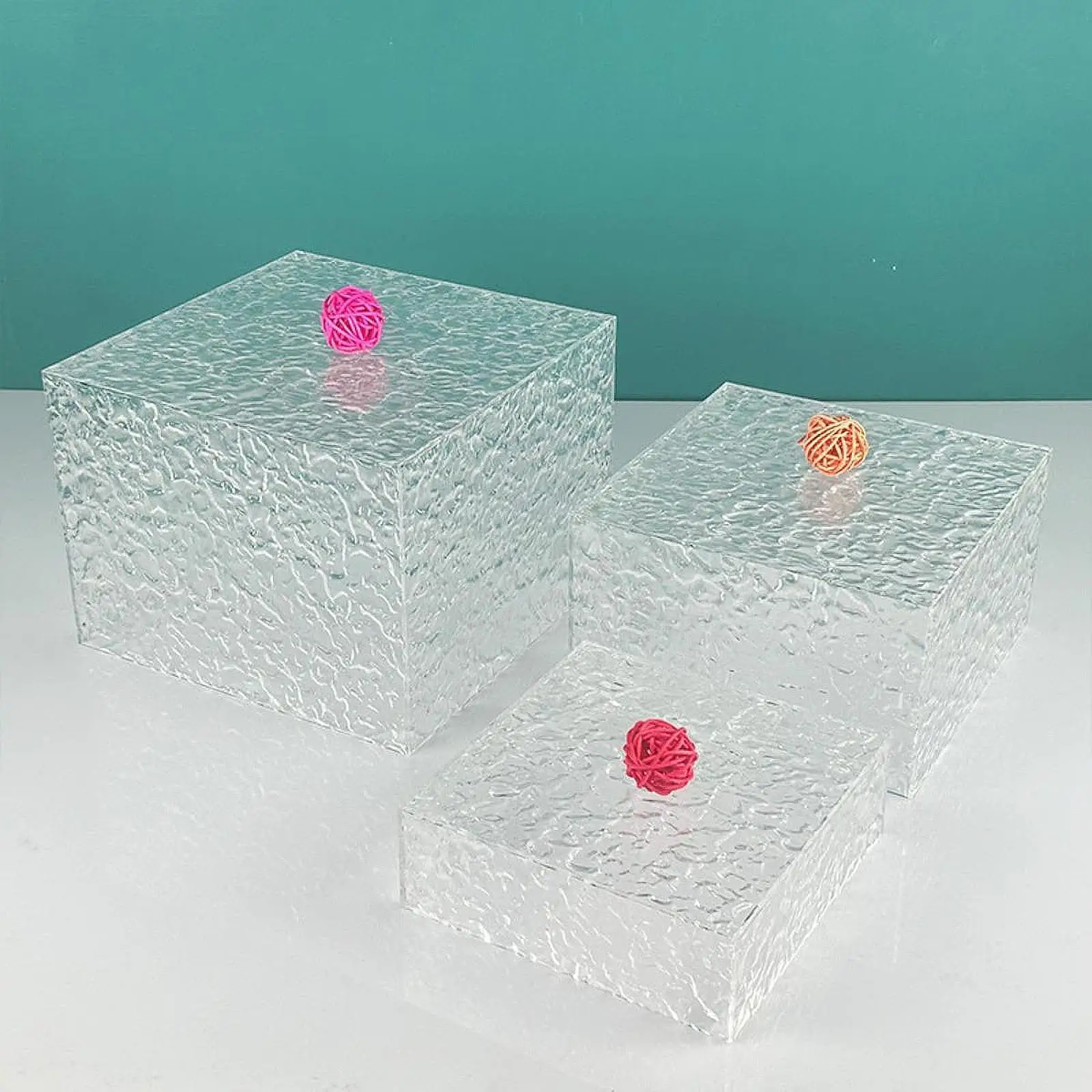 3 Pieces Acrylic Buffet Risers Stackable Cube Display Nesting Riser for Small Figurine Art Exhibitions Snacks Jewelry Cosmetics