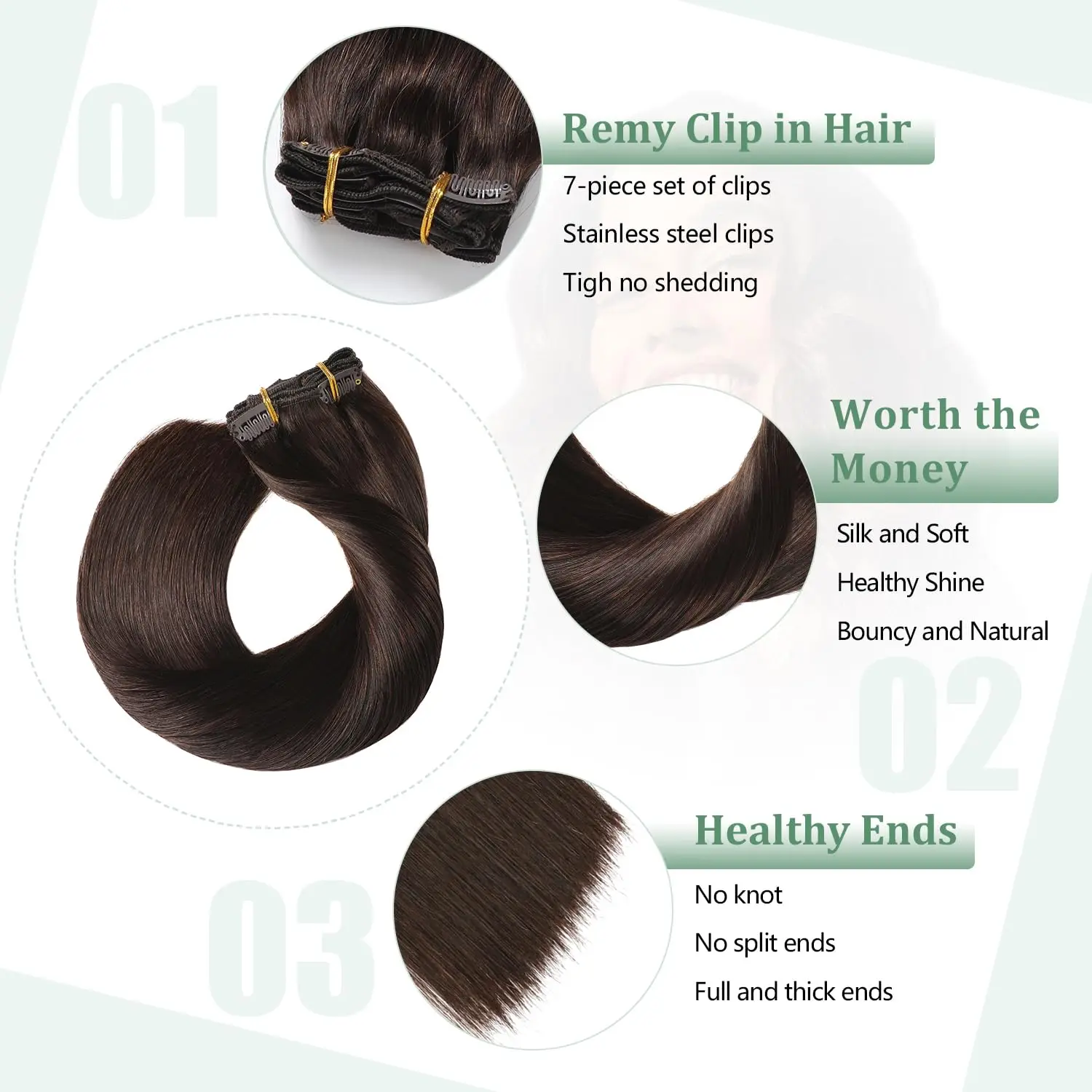 Clip in Haar verlängerungen Remy Haar gerade brasilia nischen nahtlosen Clip in Echthaar verlängerungen 10 teile/paket 24 Zoll 160g dunkelbraun #2