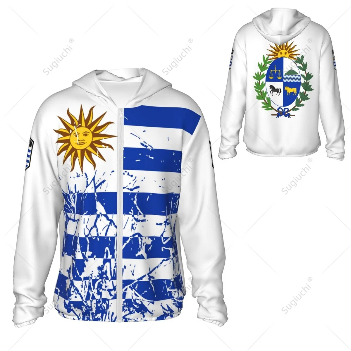 Hoodie de poliéster com zíper, manga comprida, proteção solar, roupas de pesca, ciclismo, corrida, pesca, proteção solar, EUA, bandeira