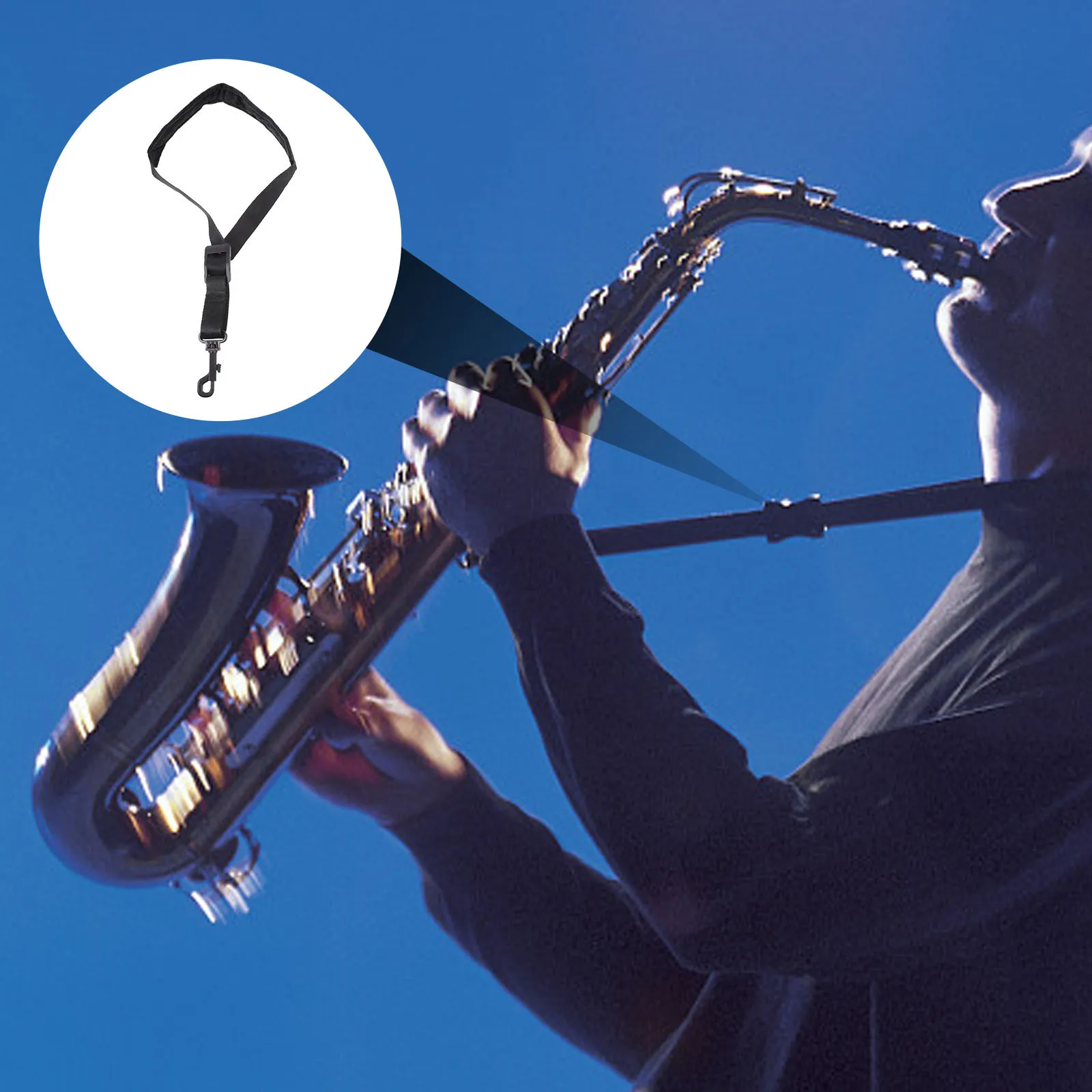 

1Pcs Thickened Saxophone Neck Strap Black Durable Adjustable Saxophone Hanging Strap Comfortable Shoulder Belt Accessory