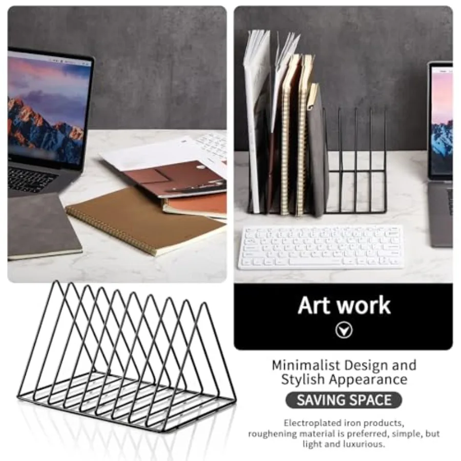 Shimeyao 6 Pieces Magazine Holder Triangle File Holder Book Record Metal Vinyl Record Storage Magazine Rack Multifunction Trian