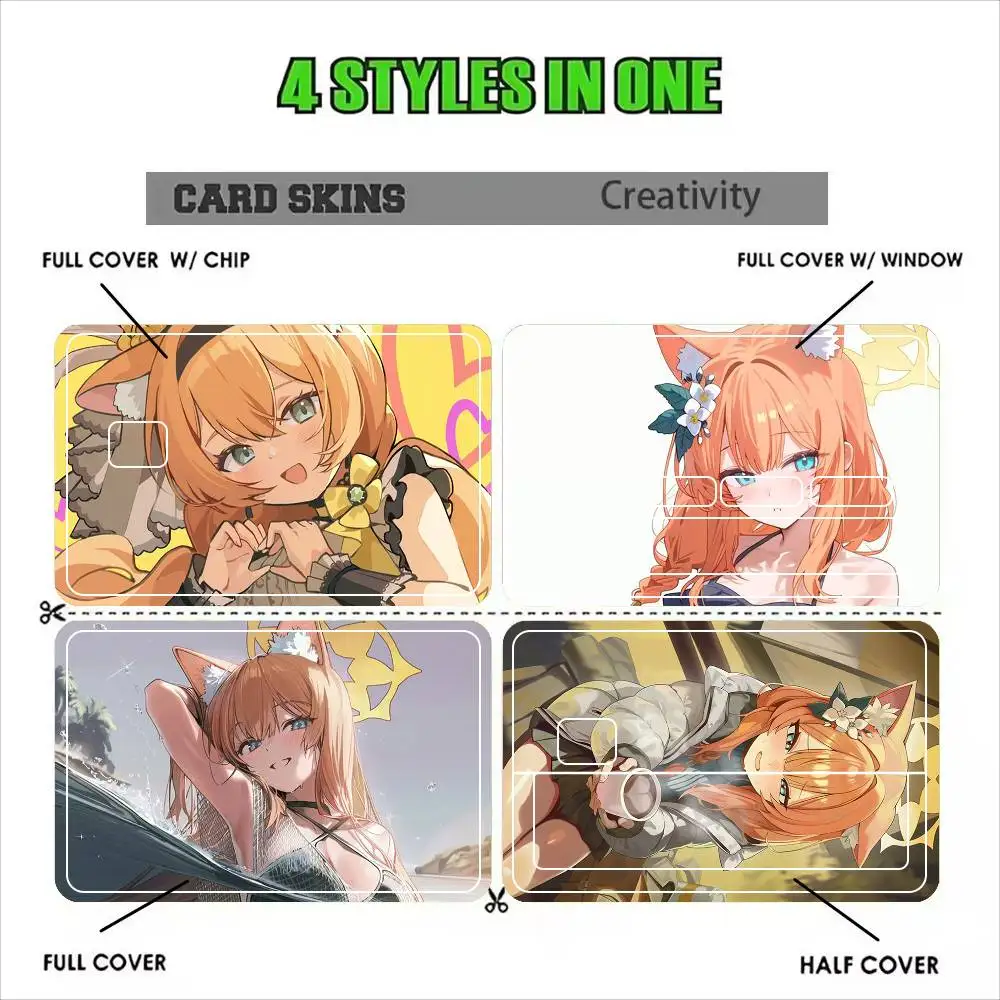 Iochi Mari Idol Blue Archive   Sticker Film Tape Skin for Credit Card Debit Card Cartoon Waterproof Stickers