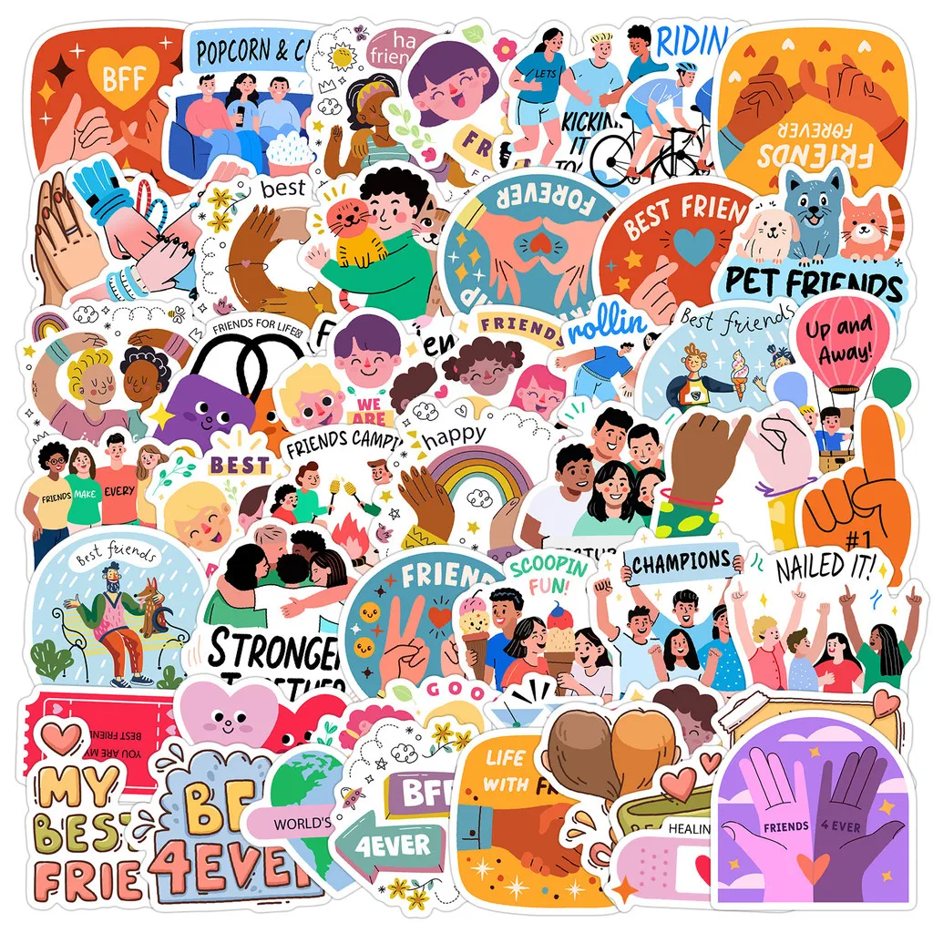 50PCS Nordic Friendship Day Series Graffiti Stickers - Waterproof Decor for Water Cup, Phone, Computer AnimeWorlds Store