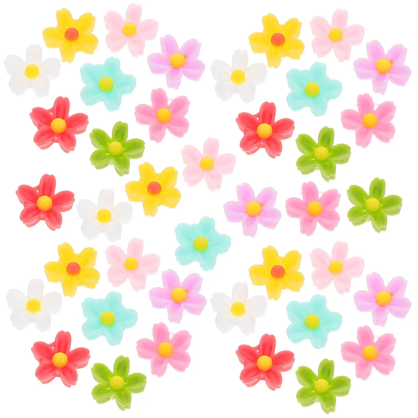 

50 Pcs Five Petal Resin Mini Flower Bouquet Flower Charms for Nail Earrings Jewelry Making Supplies Crafts Decorations
