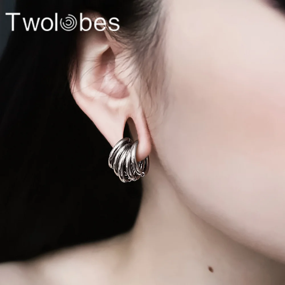 Twolobes Ear Cuff 316 Stainless Steel Ear Clip Earrings Fake Cartilage Piercing Women Men Jewelry Hypoallergenic
