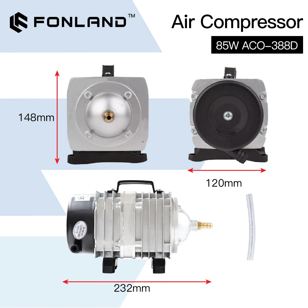 FONLAND 85W ACO-388D Air Compressor Electrical Magnetic Air Pump for CO2 Laser Engraving Cutting Machine