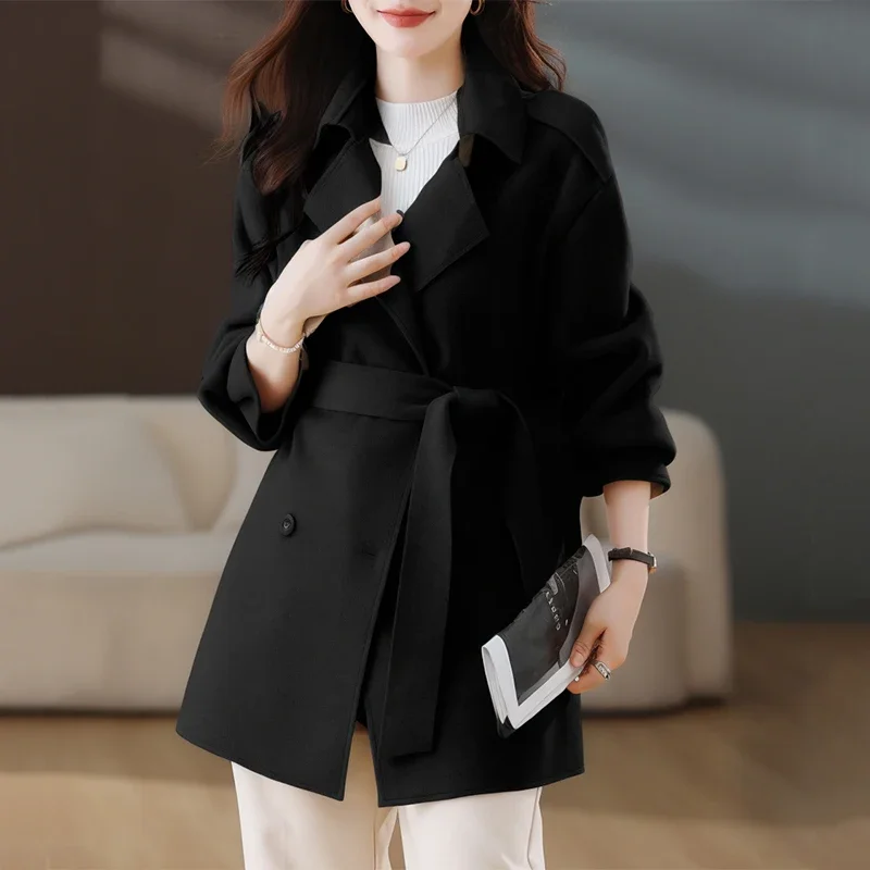 UNXX in Stock: 2024 Autumn/winter New Fashion Slimming Double-faced Cashmere Wool Coat for Women Female Office Lady Hot Sale