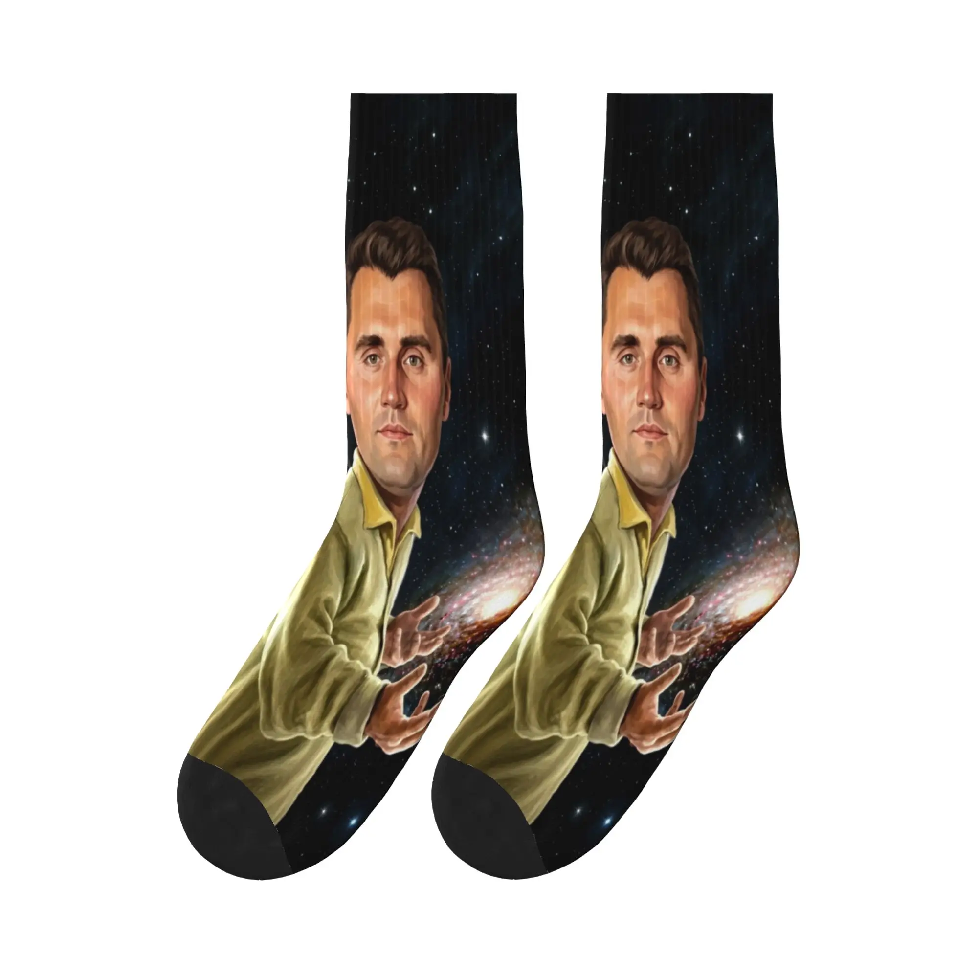 Charlie Kirk Galaxy Power Duo Meme Socks  Custom Stockings Non Slip Adults Men Socks Soft Spring Leisure Running Sports Socks
